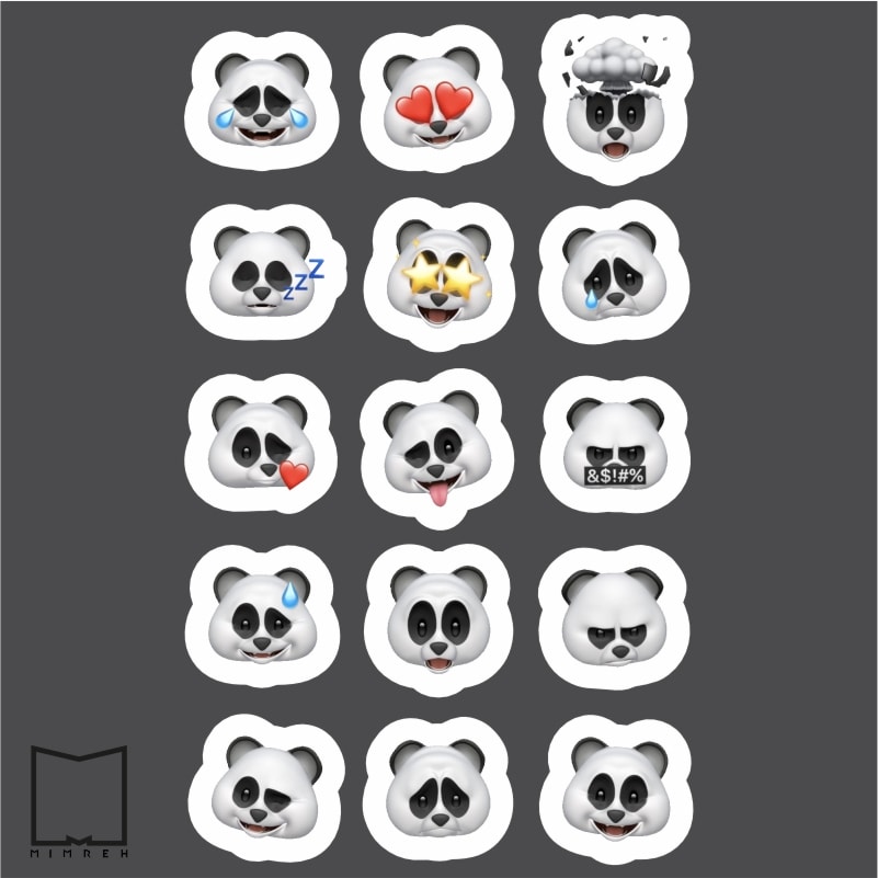 پک استیکر مموجی Panda