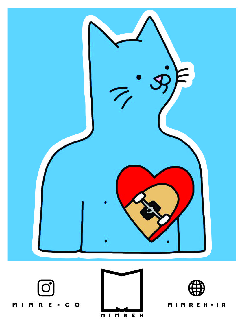 استیکر Cat Skater